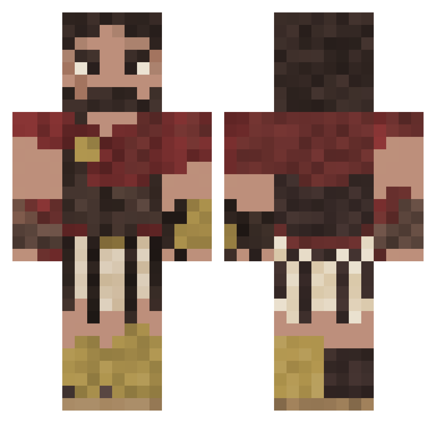 Vryxoreon Minecraft skin, front and back view