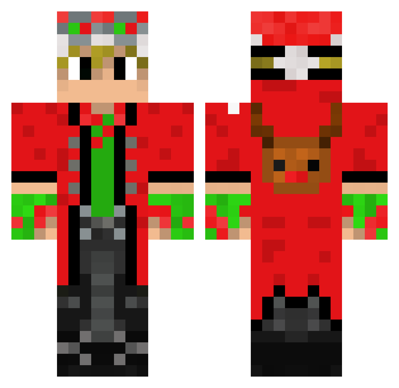 MrHive Minecraft skin, front and back view