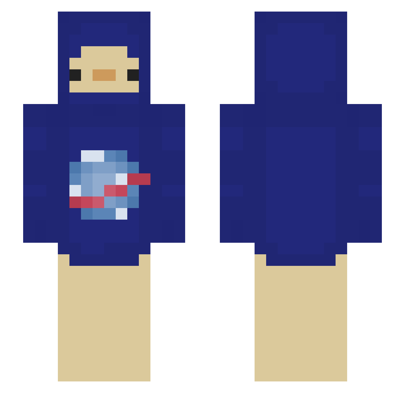 SamSanti Minecraft skin, front and back view