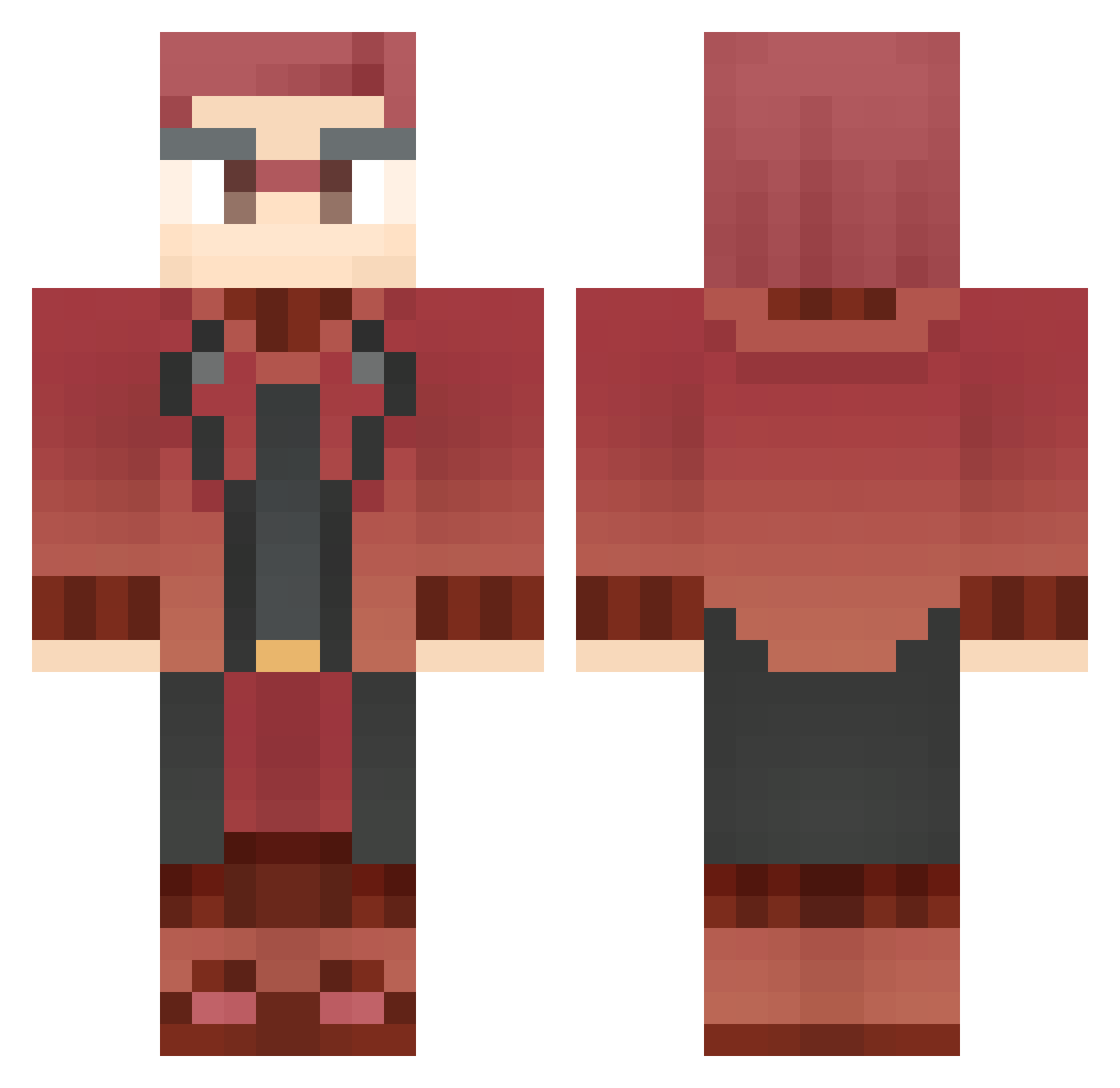 YT21 Minecraft skin, front and back view