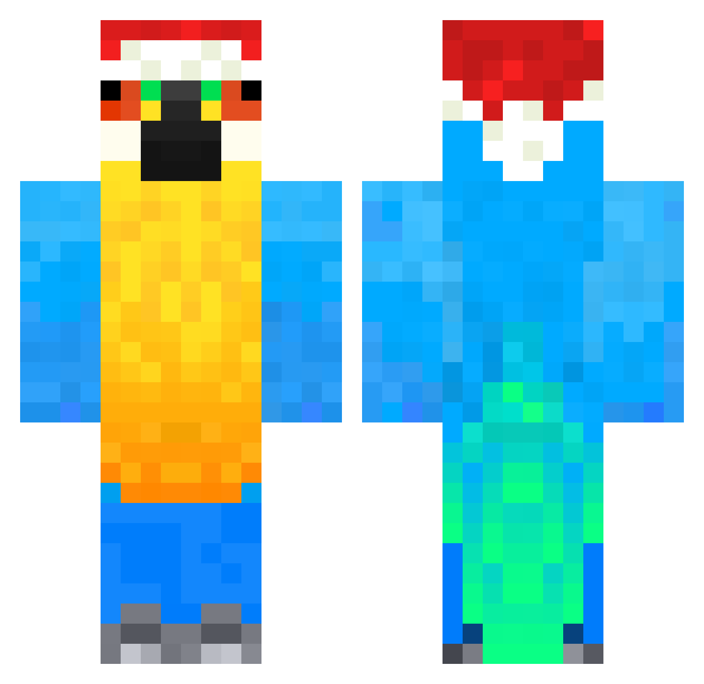 PapageiLeon Minecraft skin, front and back view