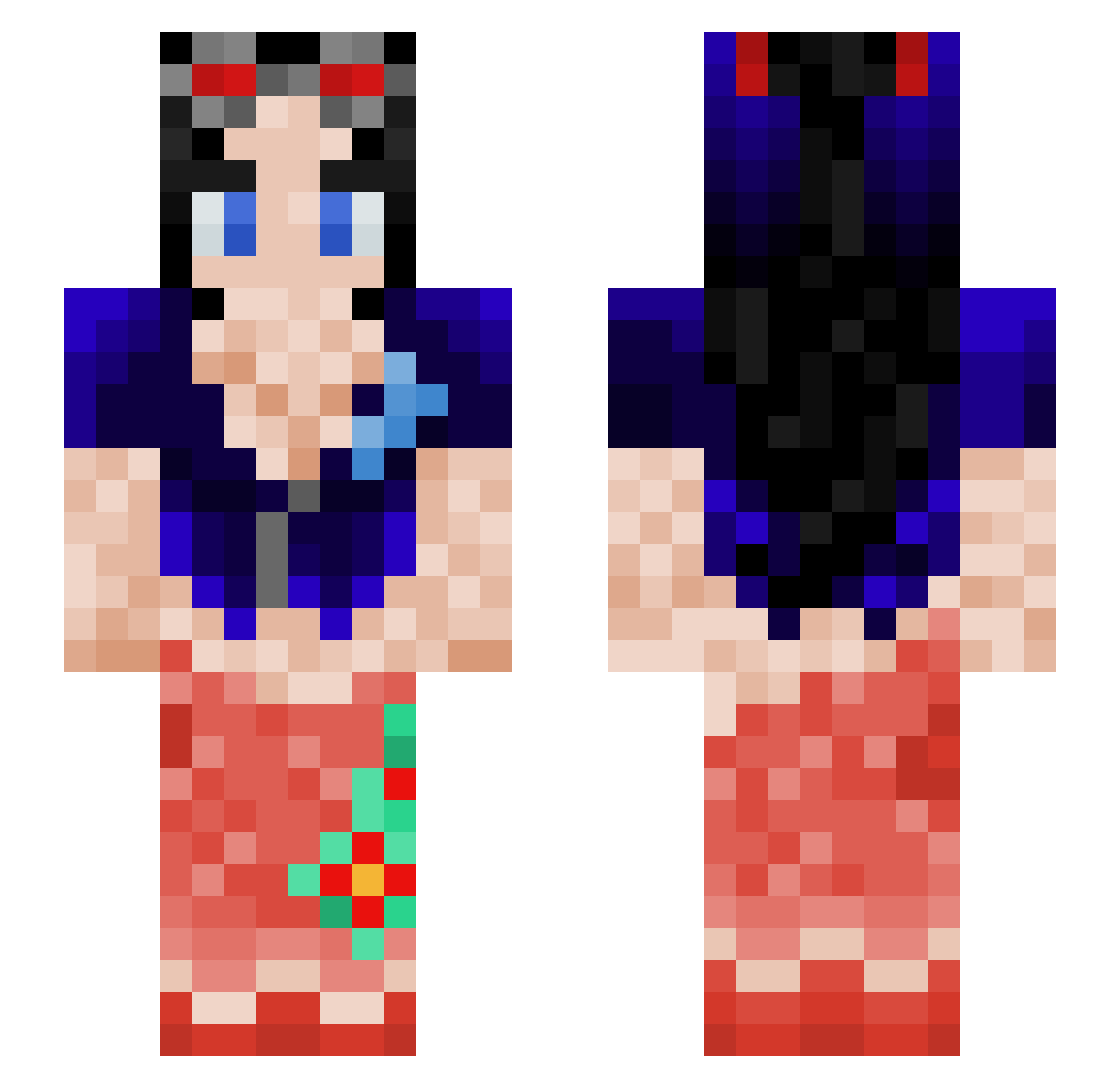 Phenomenal20 Minecraft skin, front and back view