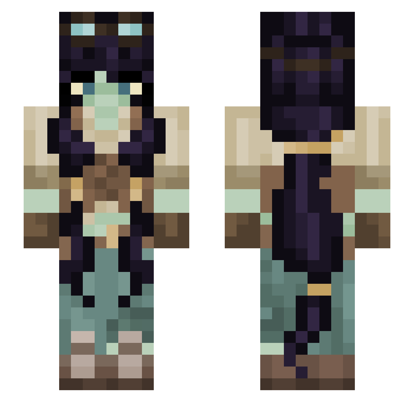 VexedB Minecraft skin, front and back view