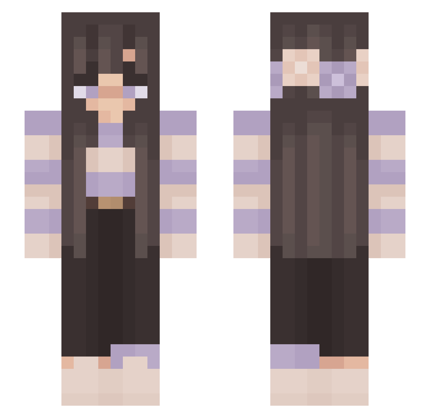 Zephyranthes Minecraft skin, front and back view