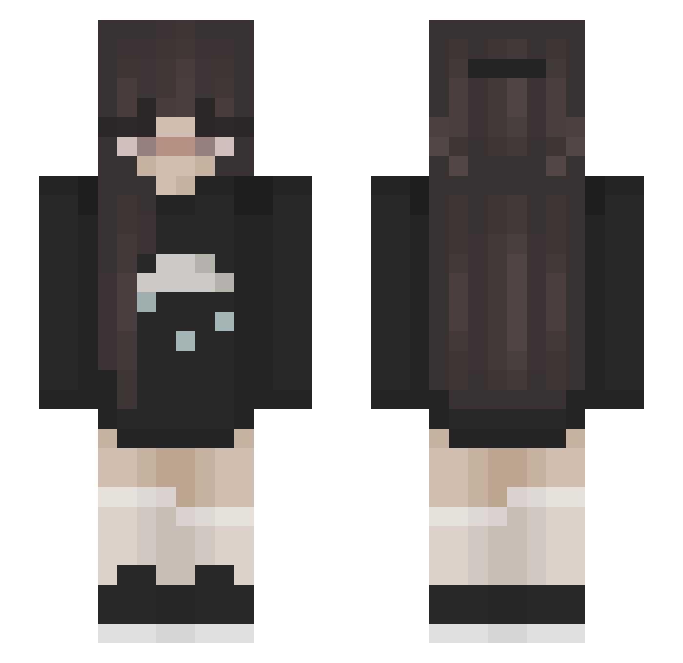 Toadless Minecraft skin, front and back view