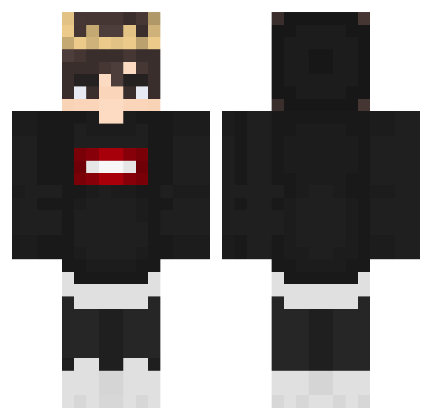 Kinqqq Minecraft skin, front and back view