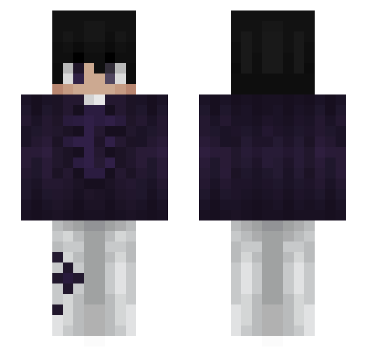 skyzu Minecraft skin, front and back view