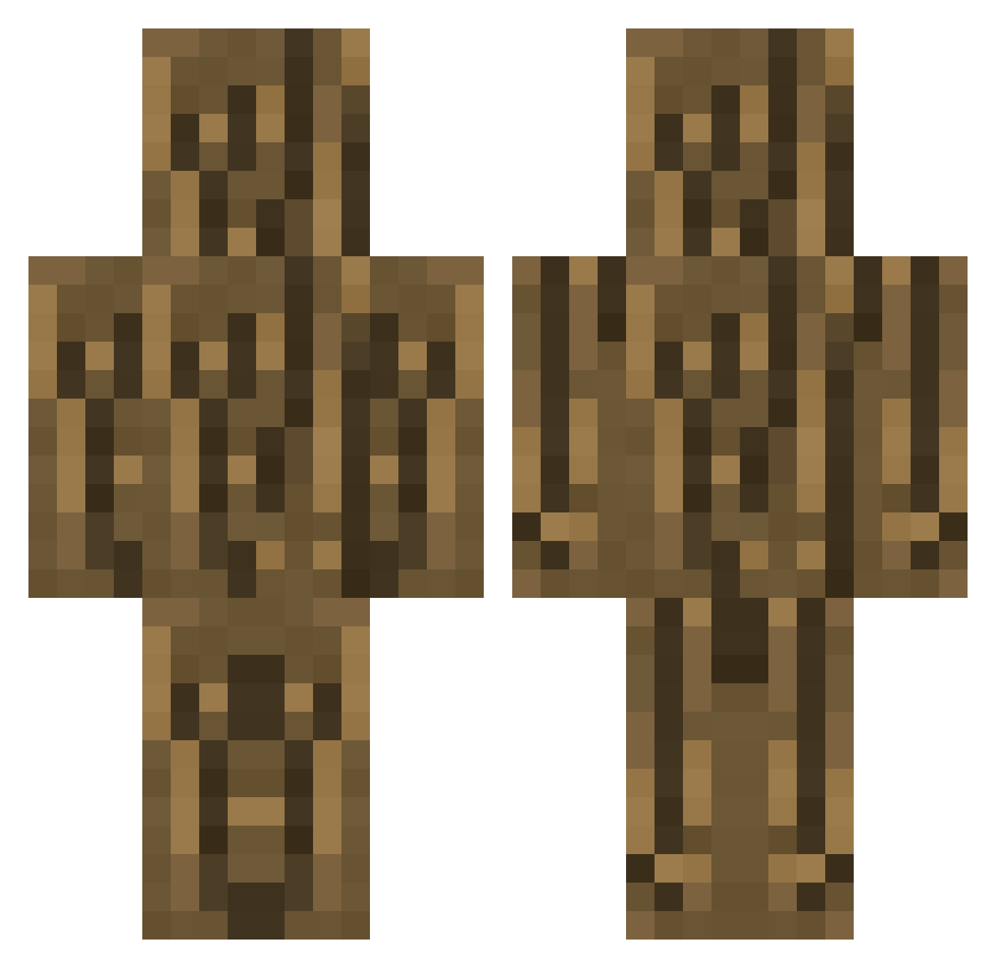 Hexahedron Minecraft skin, front and back view