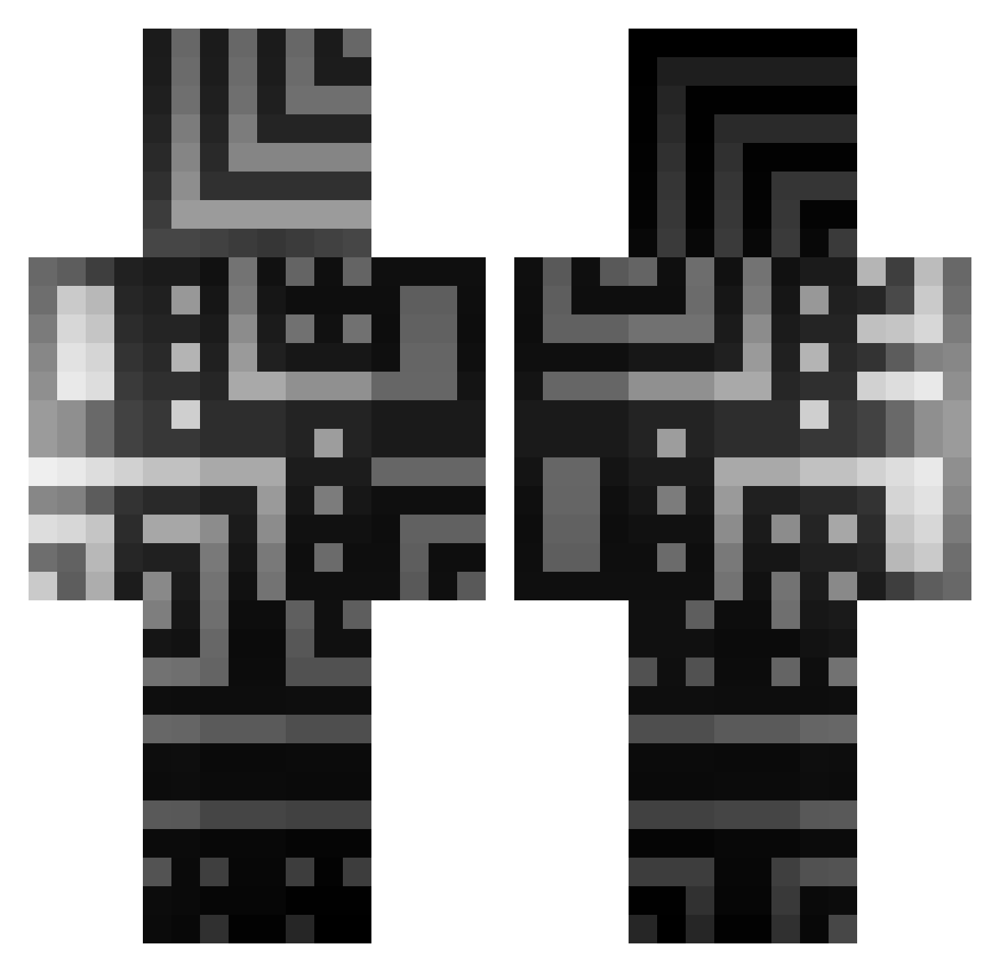 Prosperities Minecraft skin, front and back view