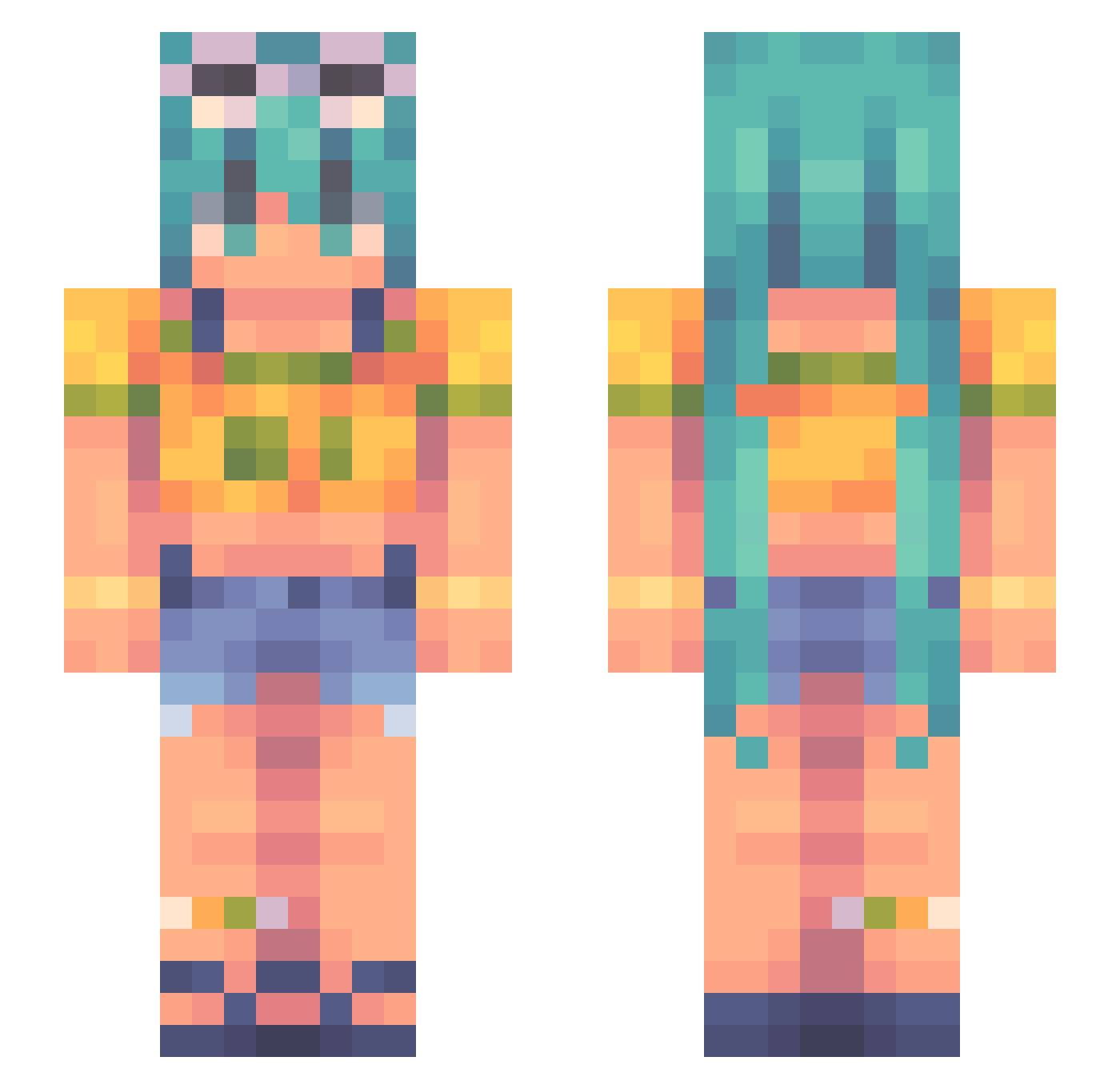 kirziz Minecraft skin, front and back view
