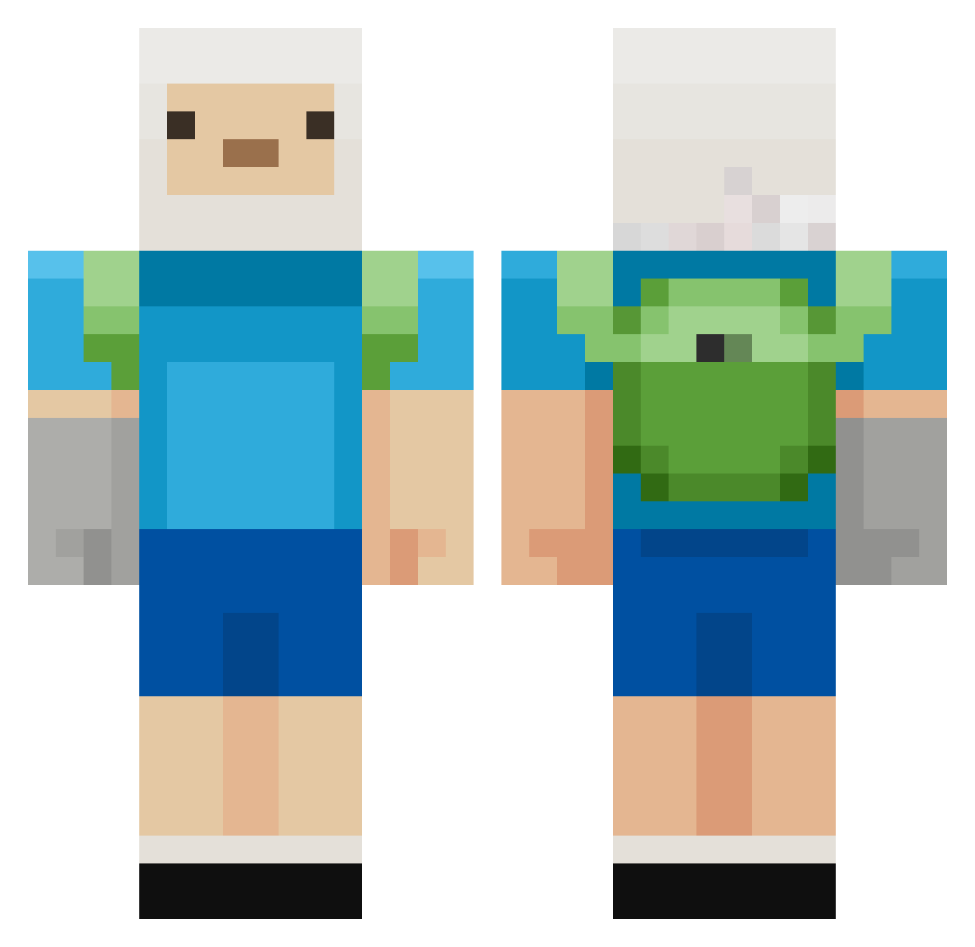 kekmik Minecraft skin, front and back view
