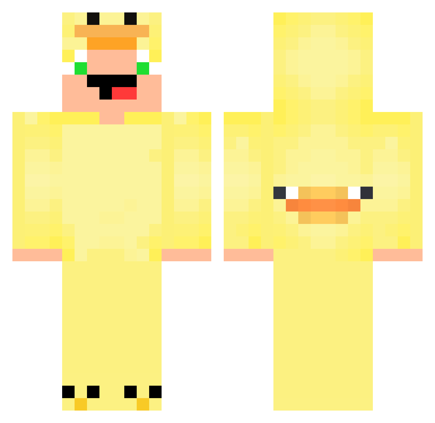 NoobJusta Minecraft skin, front and back view