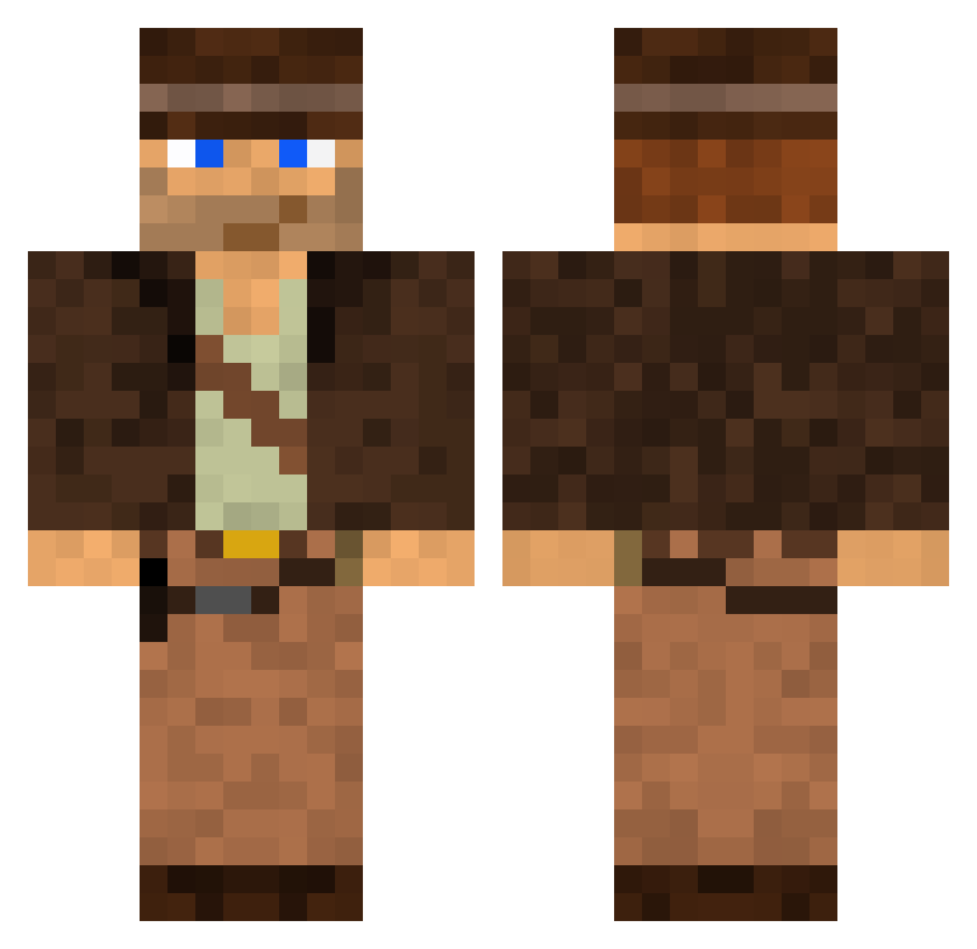 Butzi Minecraft skin, front and back view