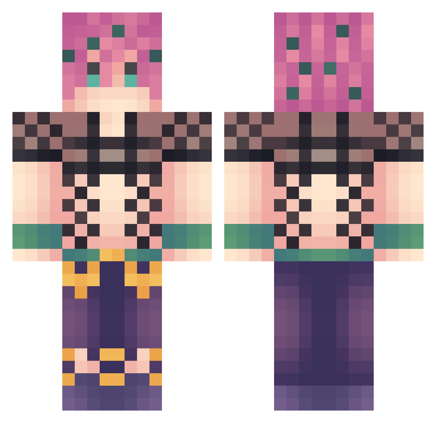 Daggels Minecraft skin, front and back view