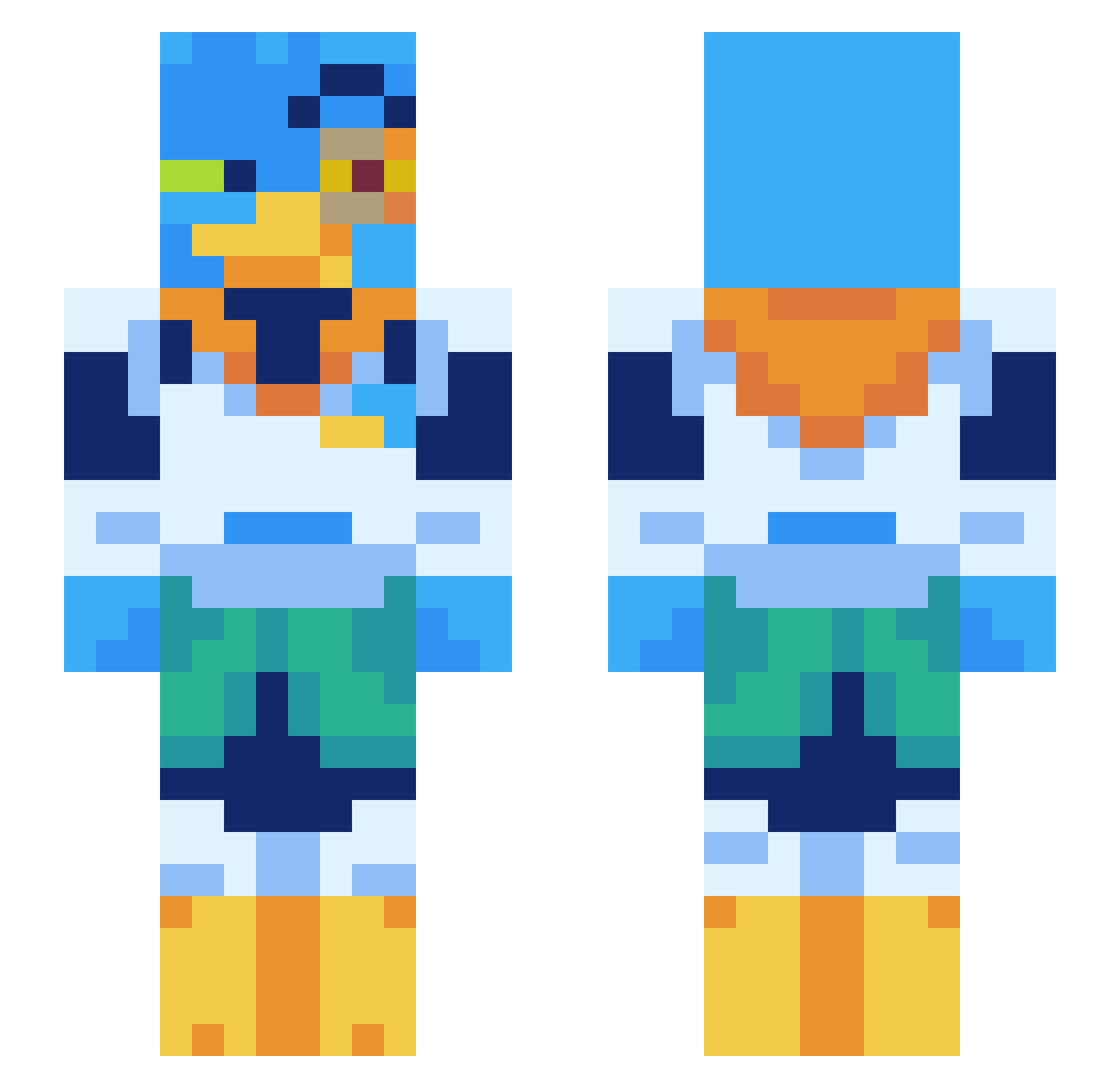 suprfat Minecraft skin, front and back view