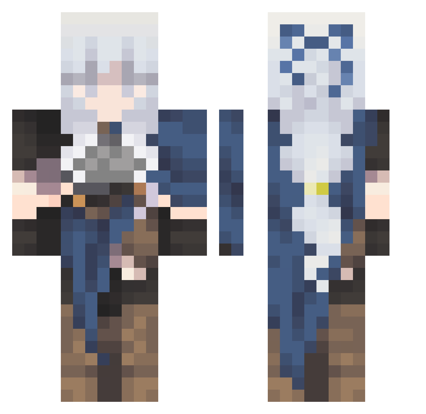 PiercedRain Minecraft skin, front and back view