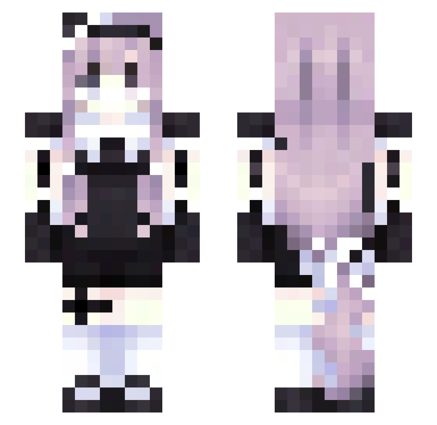 xNeonLovexo Minecraft skin, front and back view