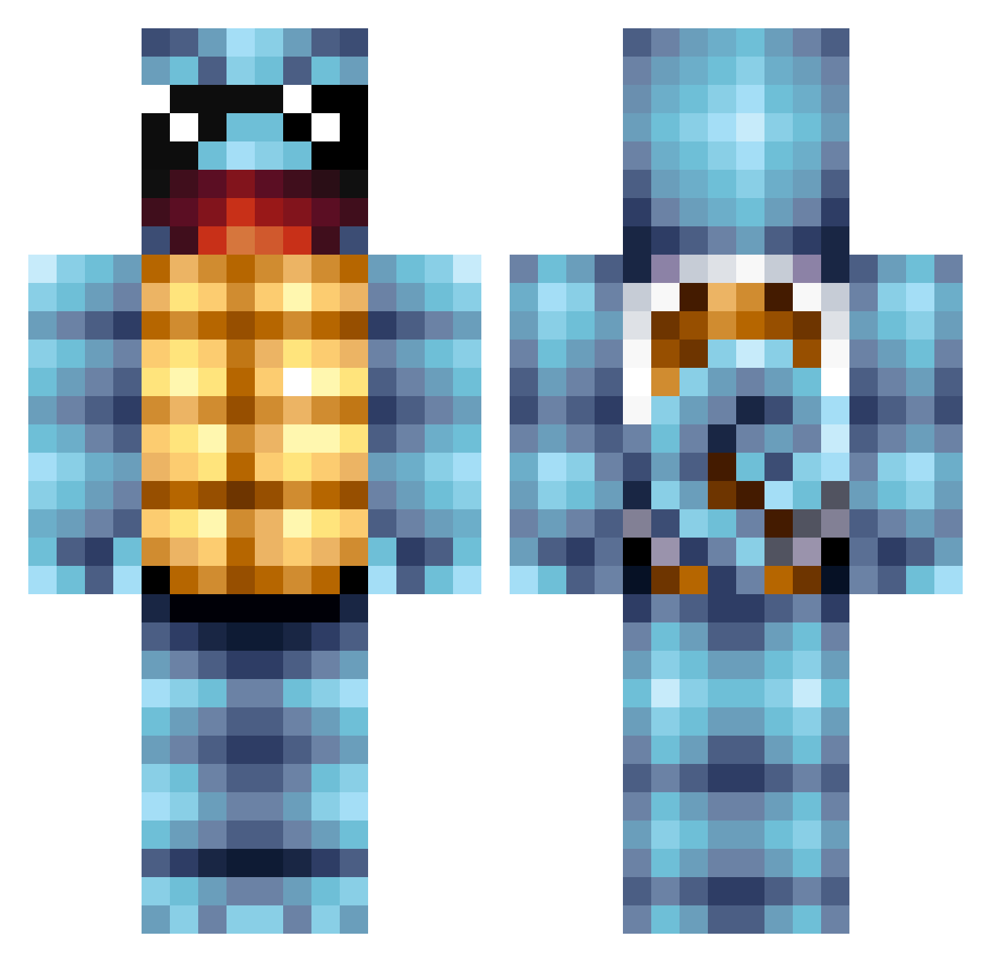 miner234 Minecraft skin, front and back view