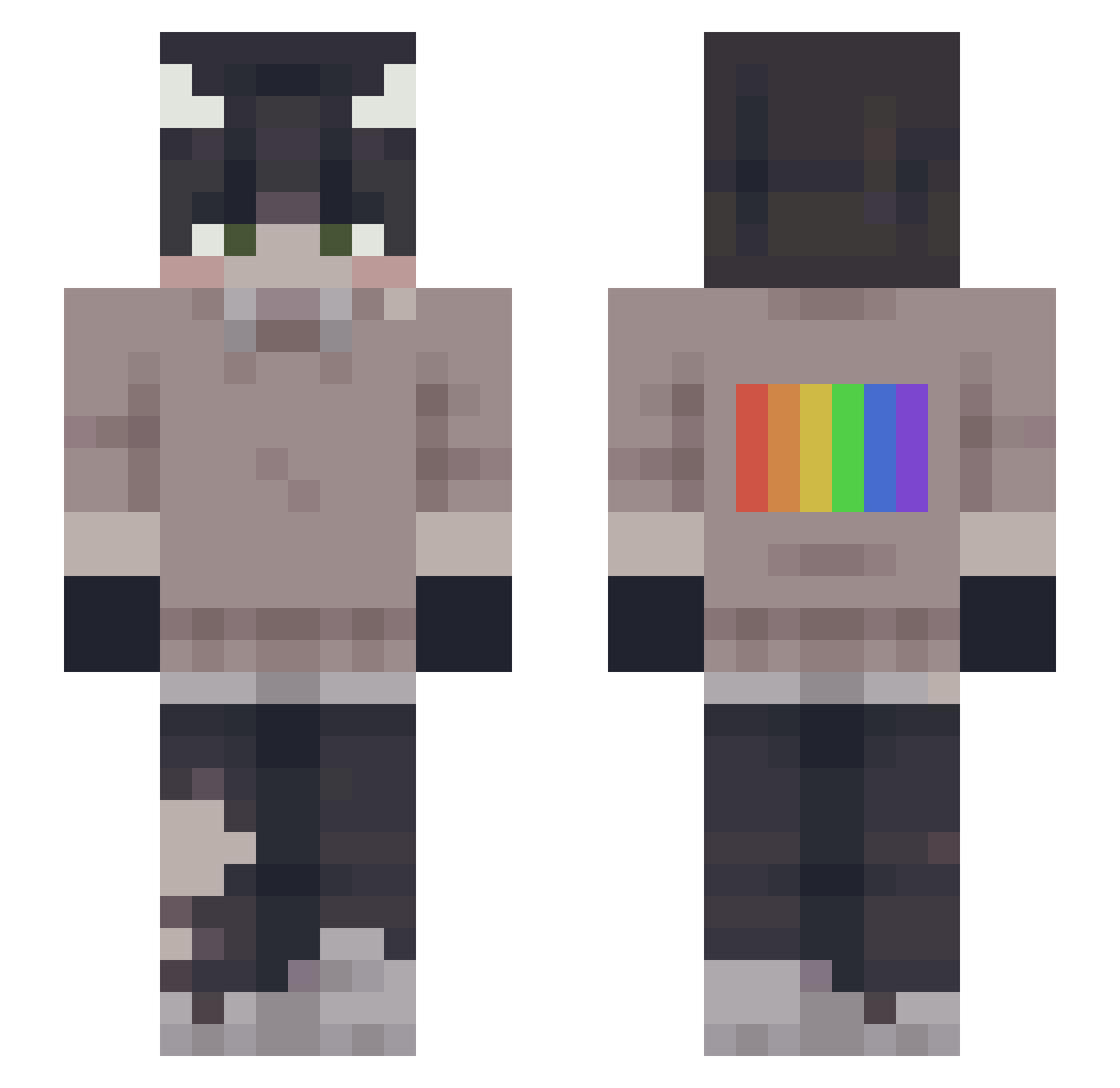 rustychaostic Minecraft skin, front and back view