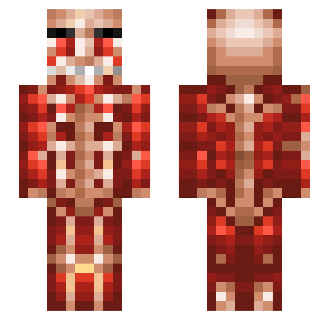 Mekween Minecraft skin, front and back view