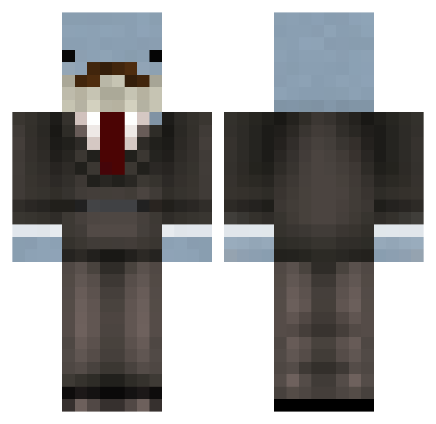 ThreadyCarrot Minecraft skin, front and back view
