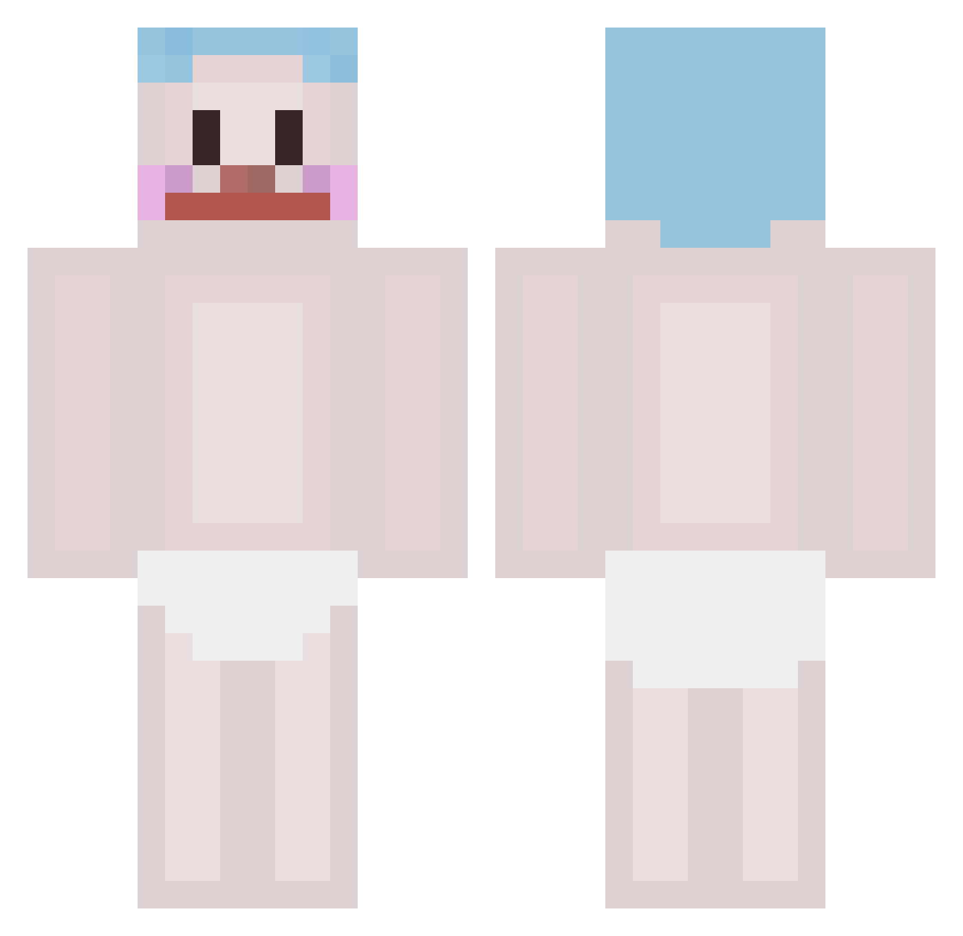 Stoking Minecraft skin, front and back view