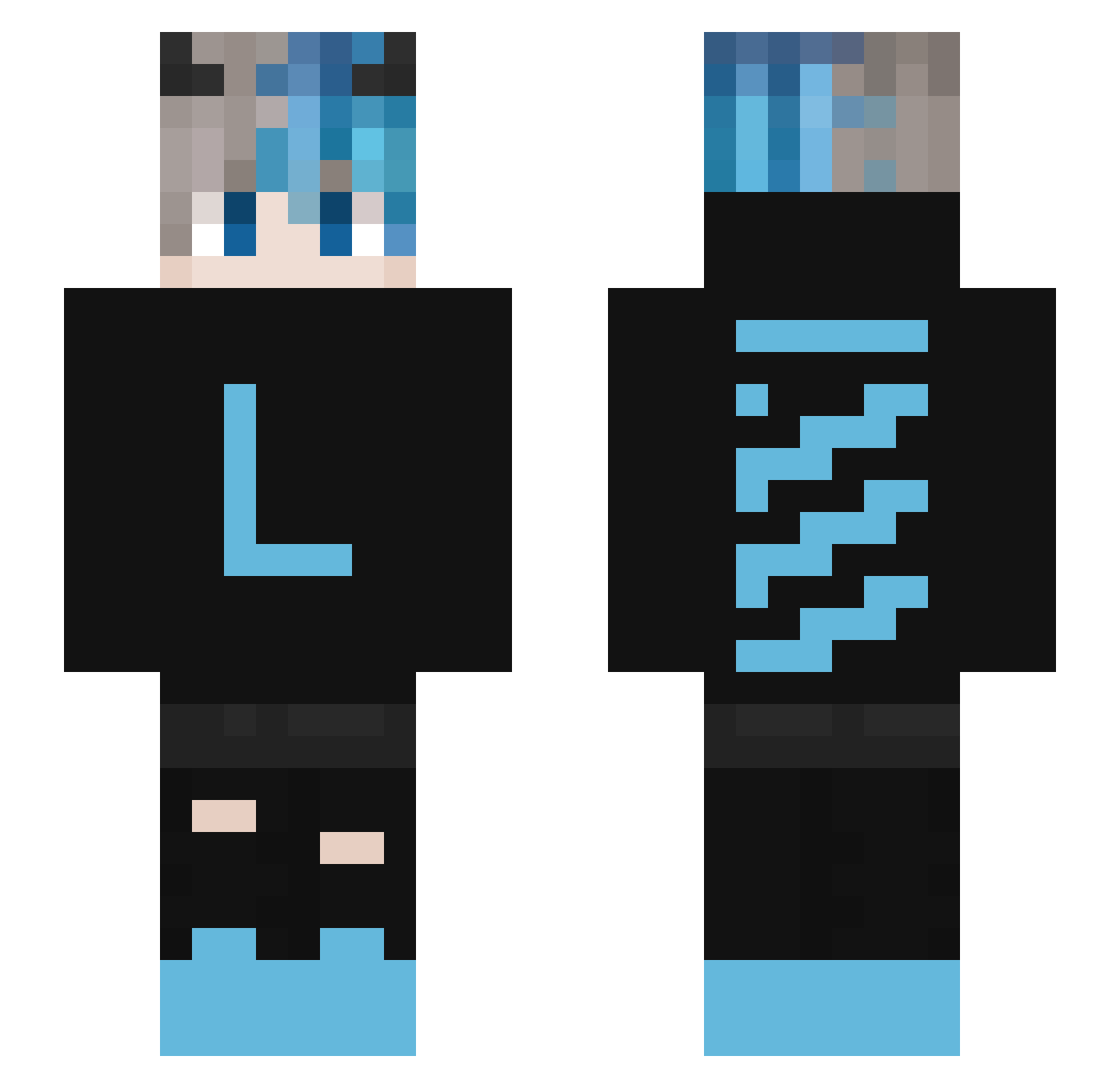 TMD_Cy Minecraft skin, front and back view
