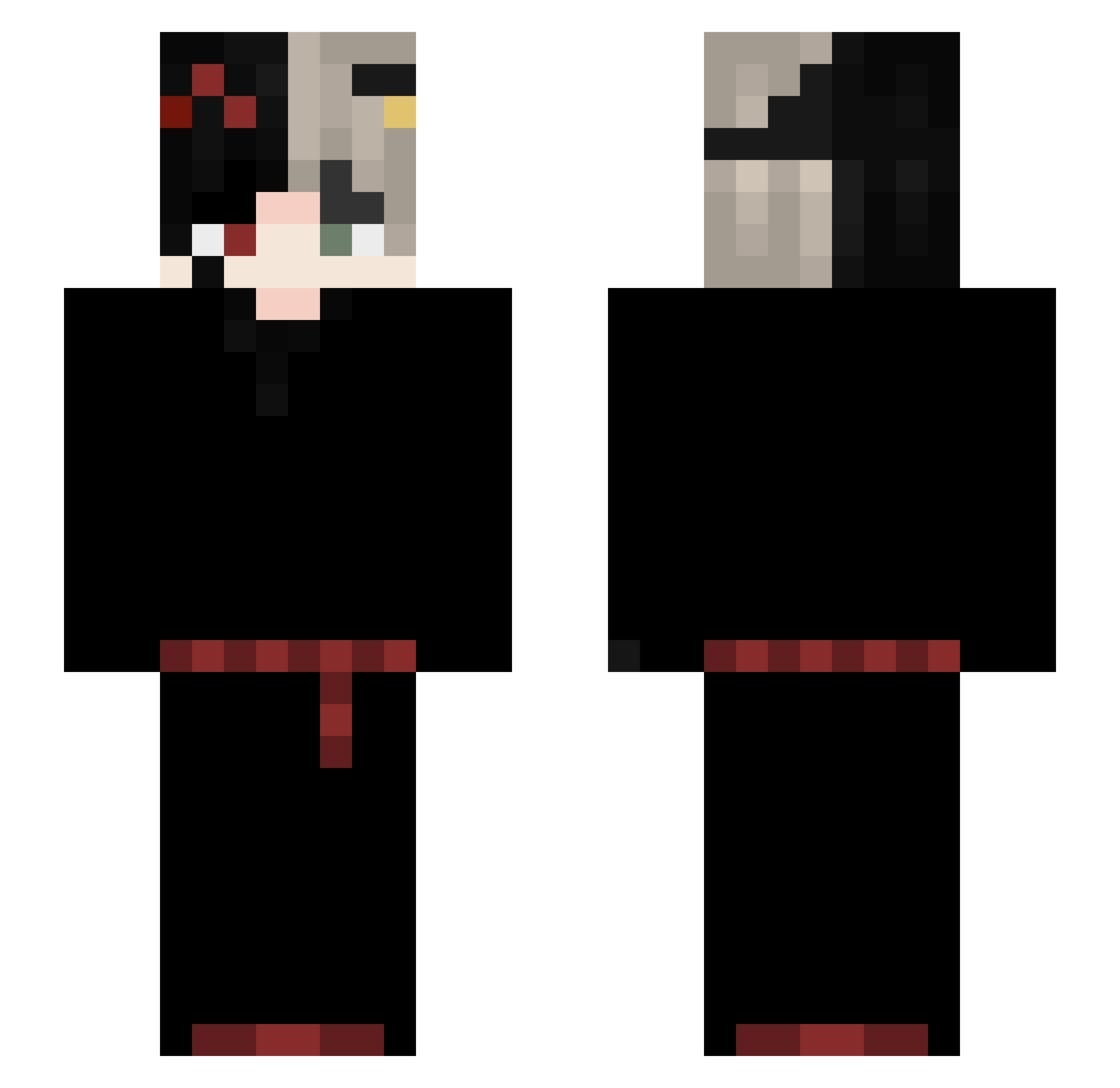 yBielz Minecraft skin, front and back view