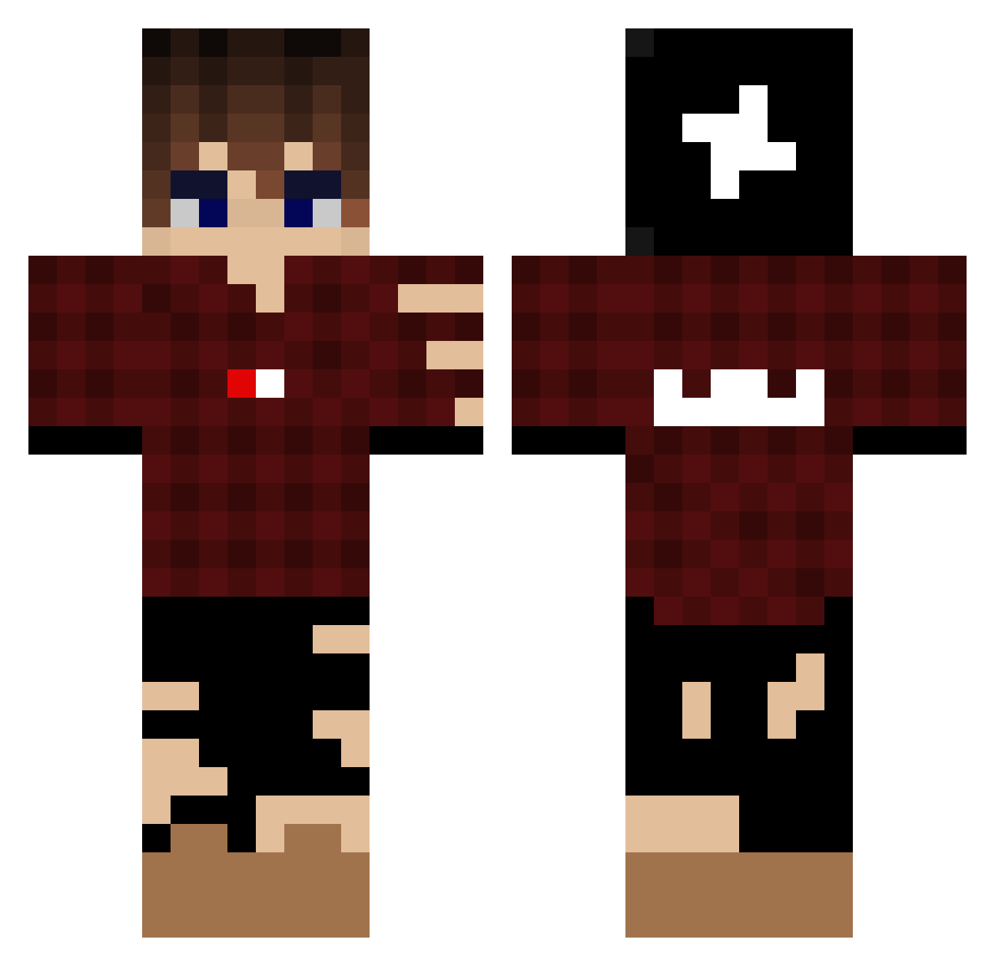 CharacterD Minecraft skin, front and back view