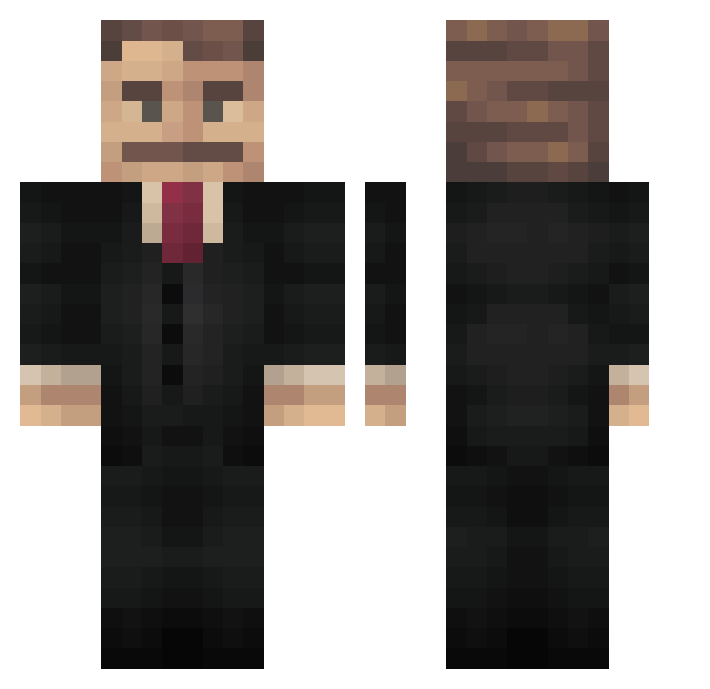 Warlenzz Minecraft skin, front and back view