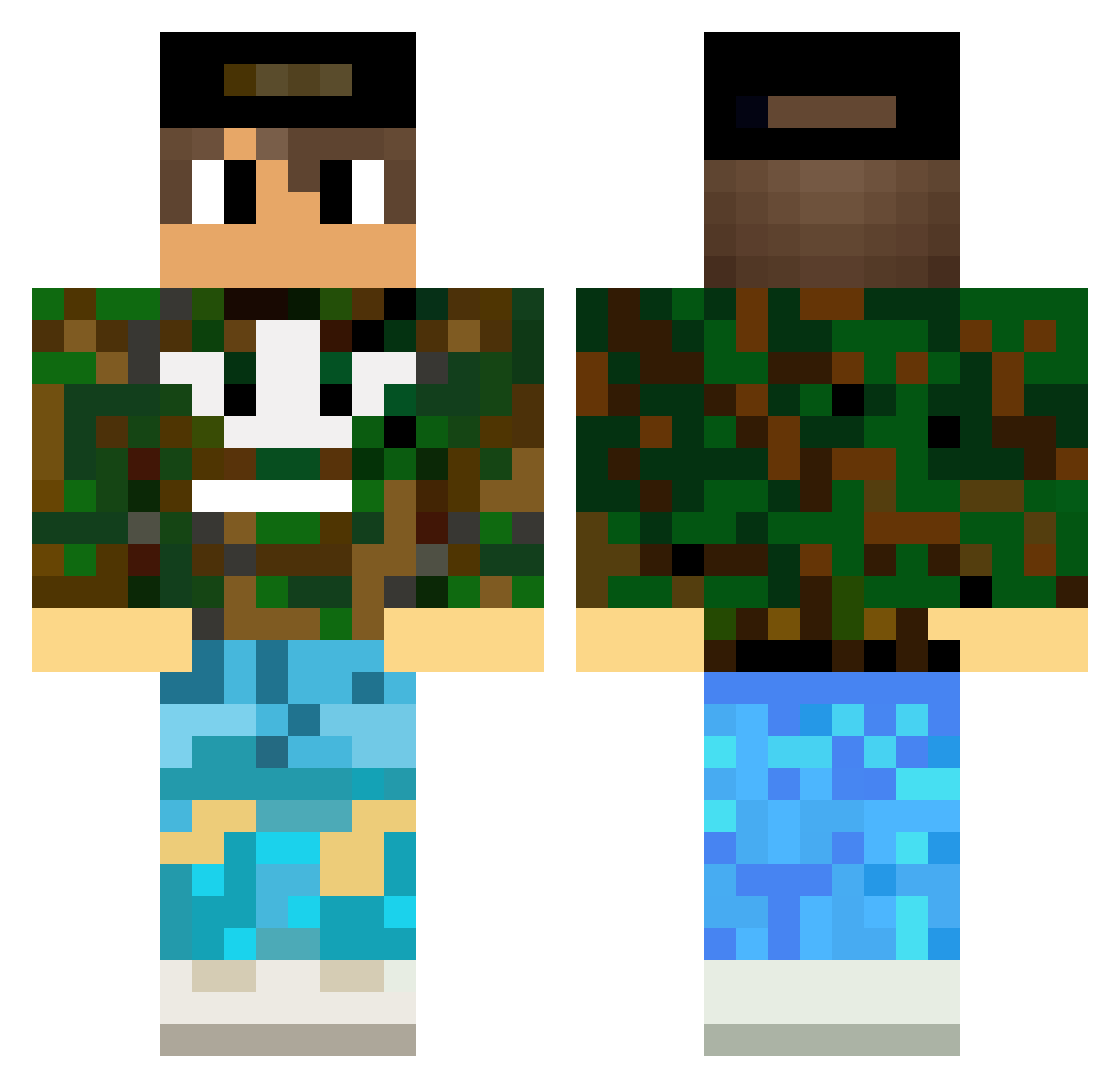 Zit0X Minecraft skin, front and back view
