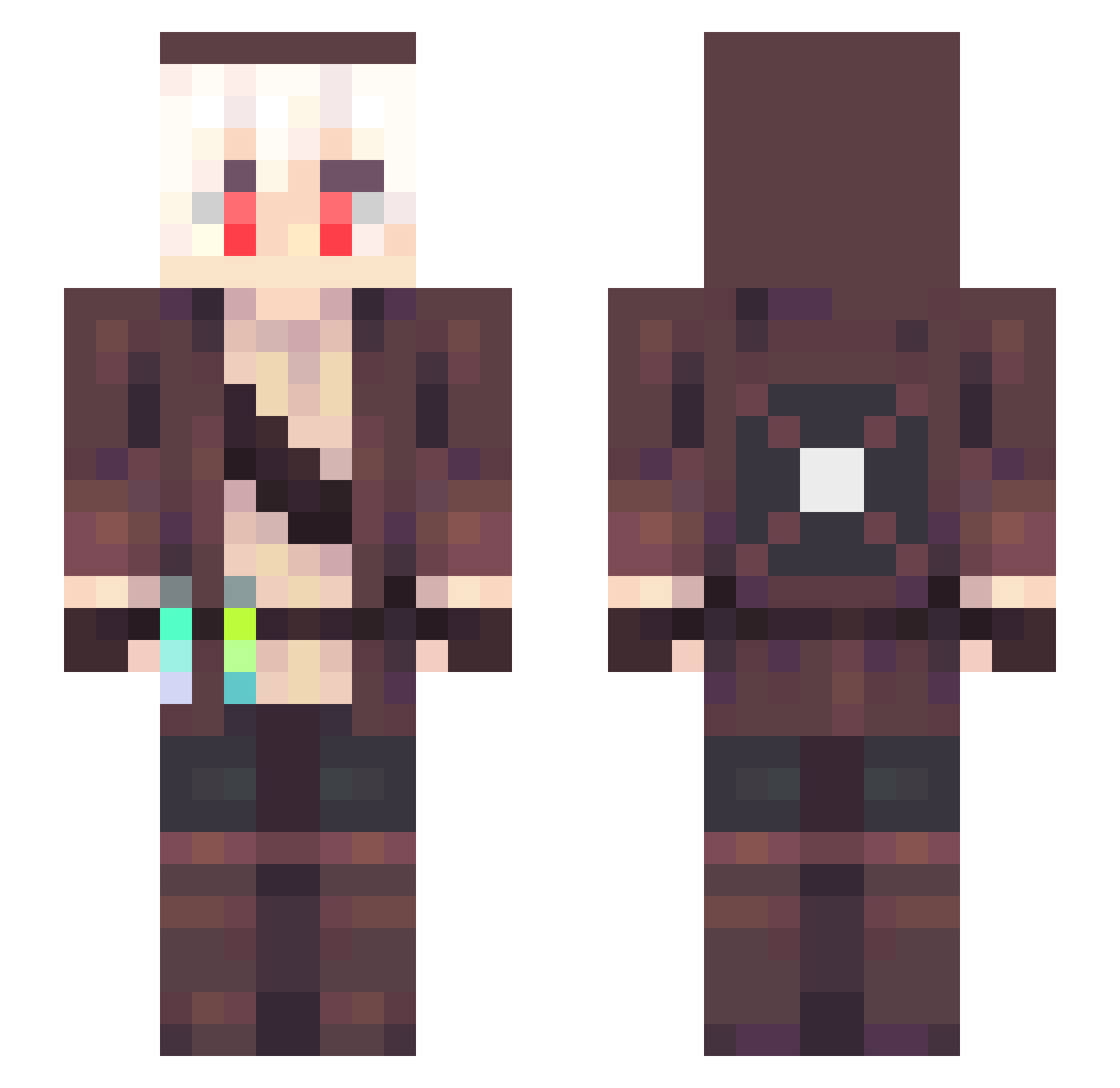 kolacof Minecraft skin, front and back view