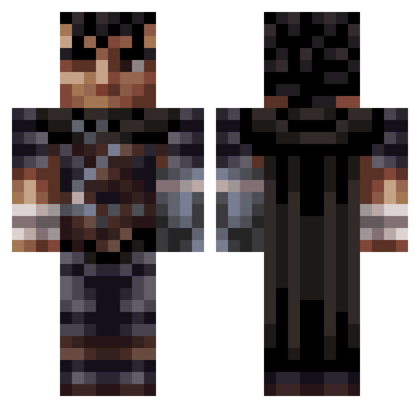 Juul911 Minecraft skin, front and back view