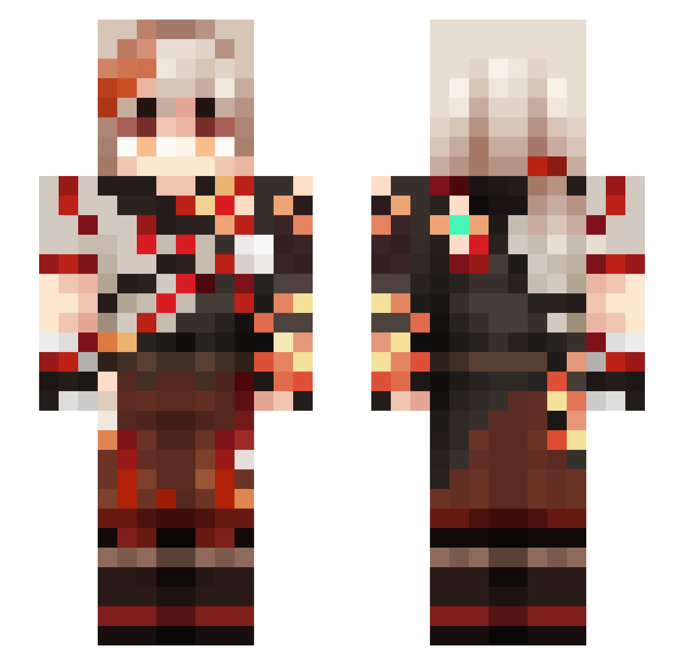 Harlantern Minecraft skin, front and back view