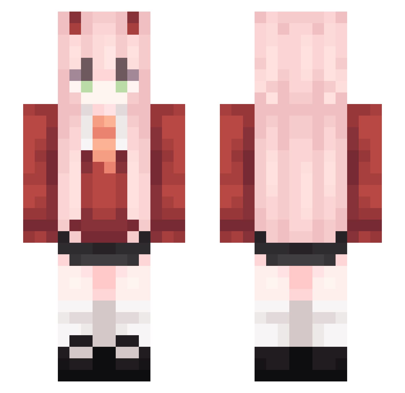 SakuraRa1n Minecraft skin, front and back view