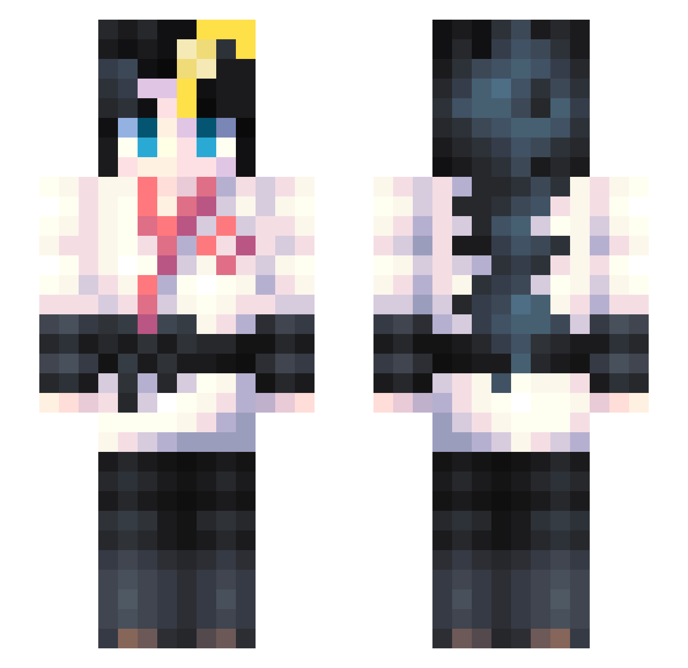 RSE_RaYNox Minecraft skin, front and back view