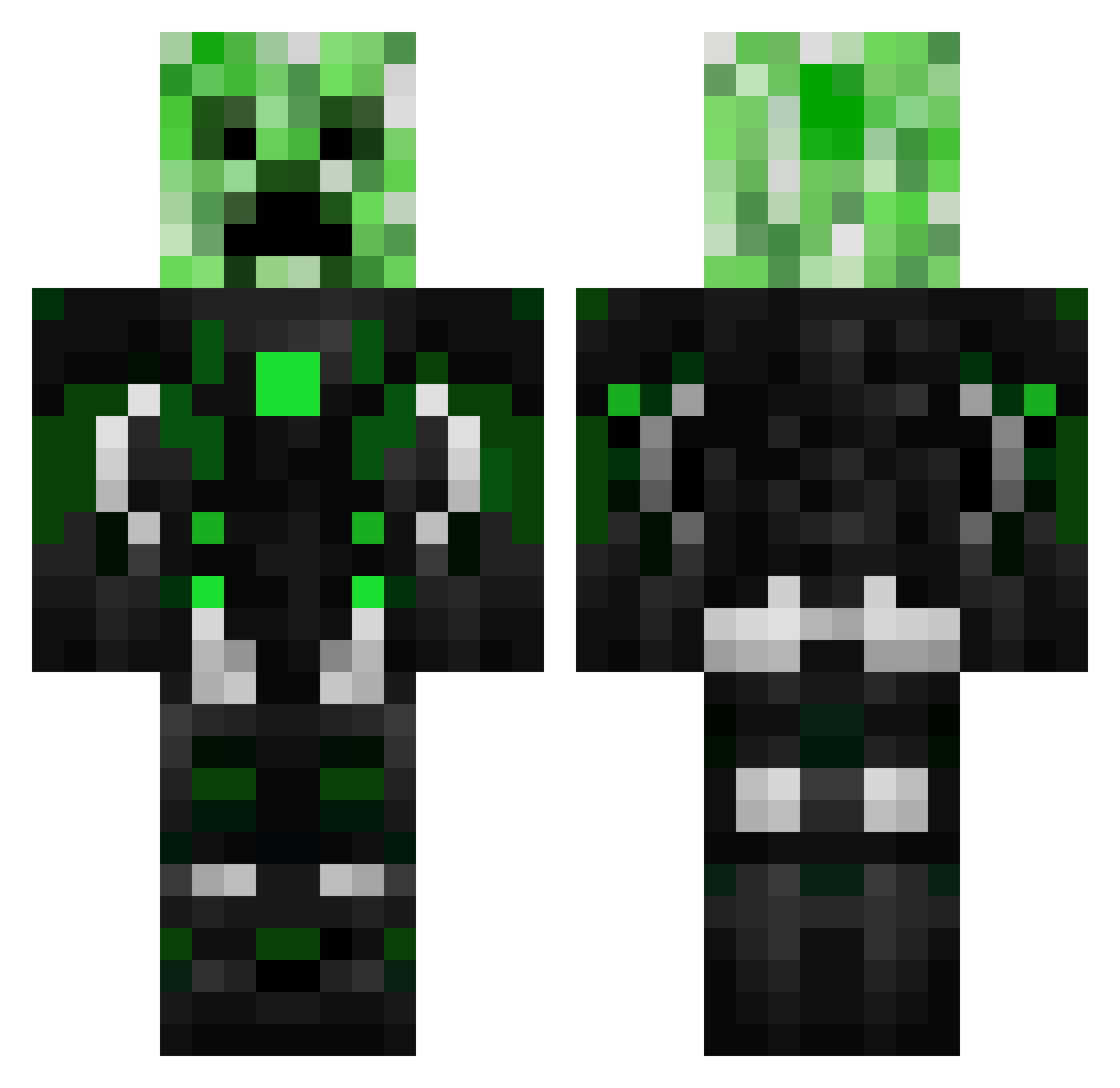 DiamondPlex Minecraft skin, front and back view