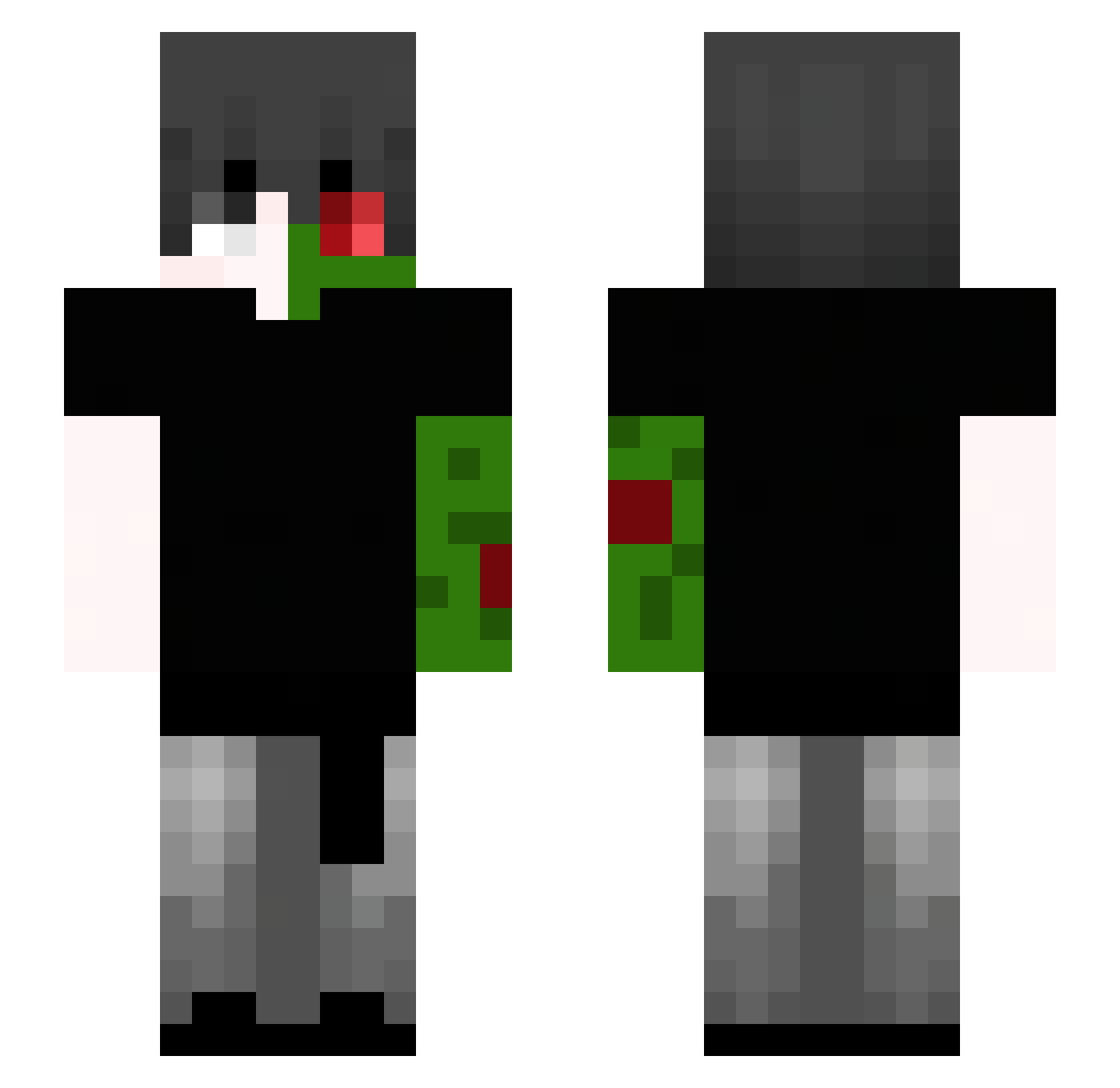 Fi0zY Minecraft skin, front and back view