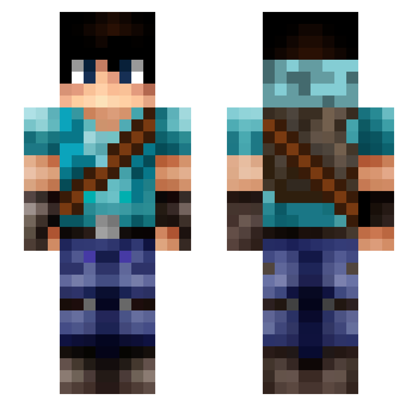 HoodedEnderman Minecraft skin, front and back view