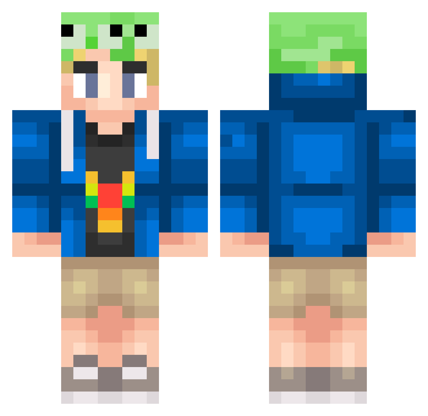 CaptainSmeggy Minecraft skin, front and back view
