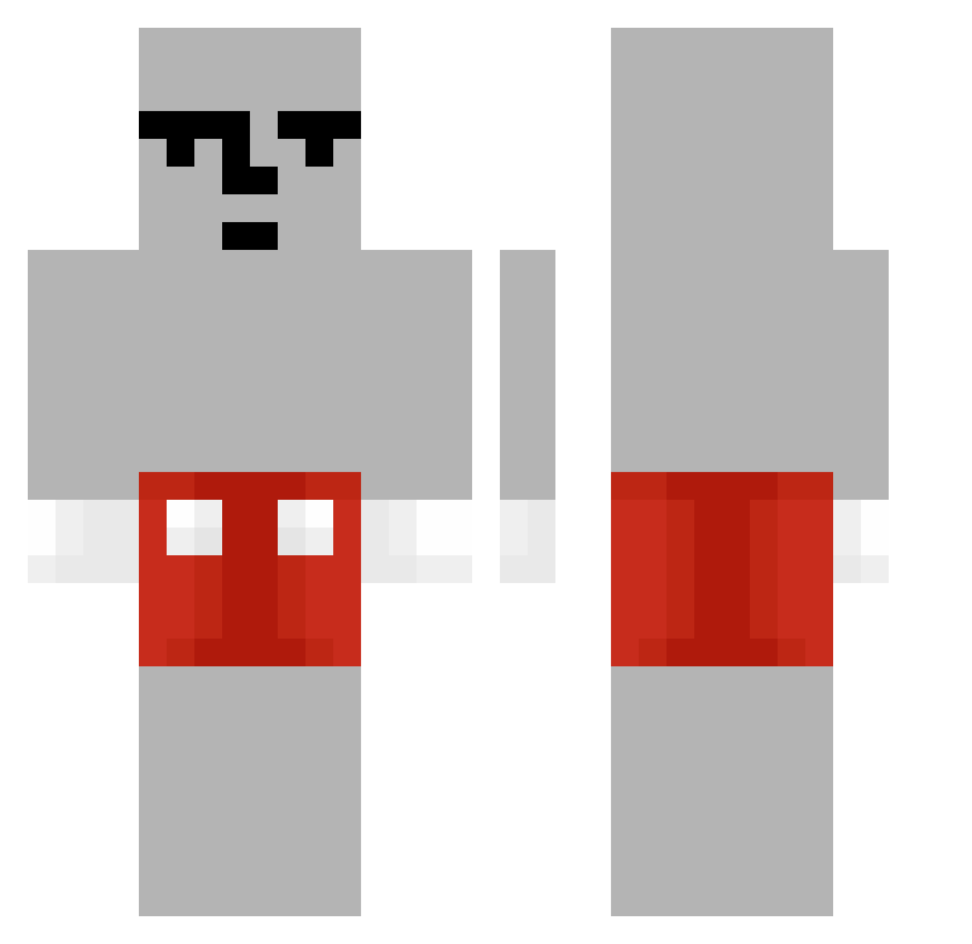 HandPand Minecraft skin, front and back view