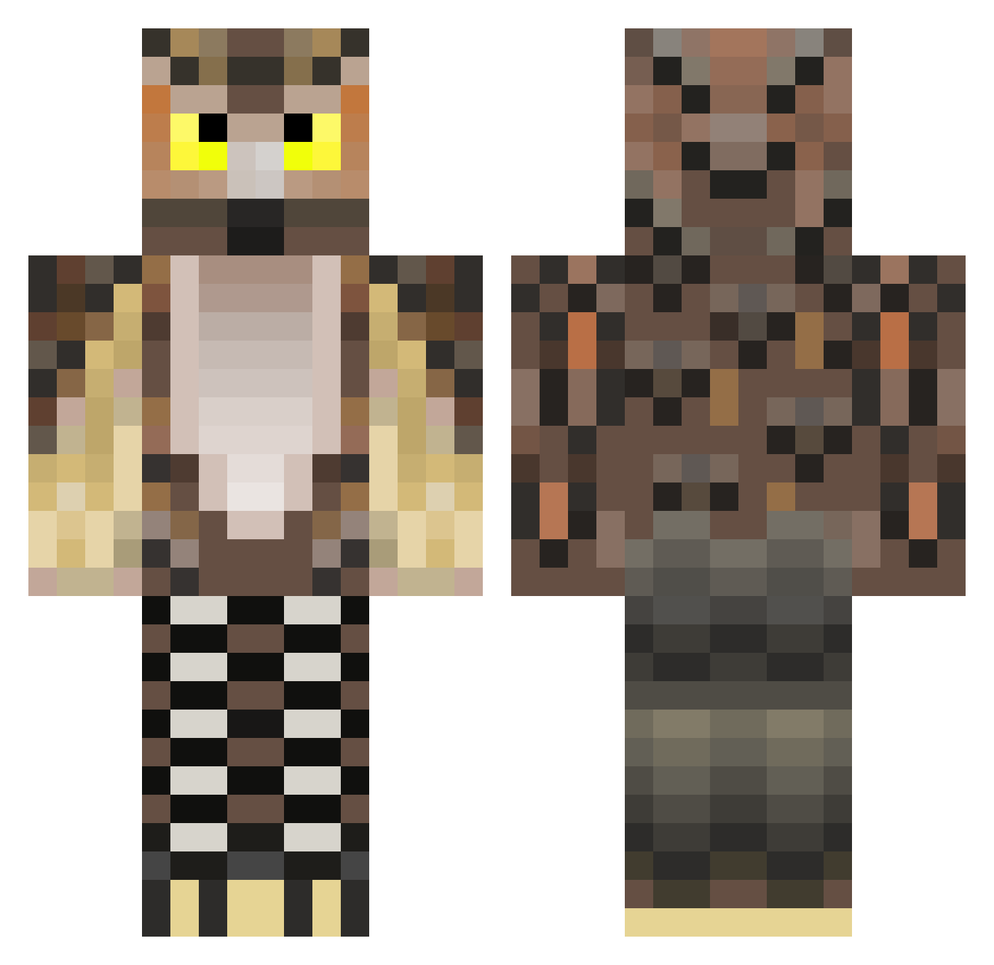 Owltoad Minecraft skin, front and back view