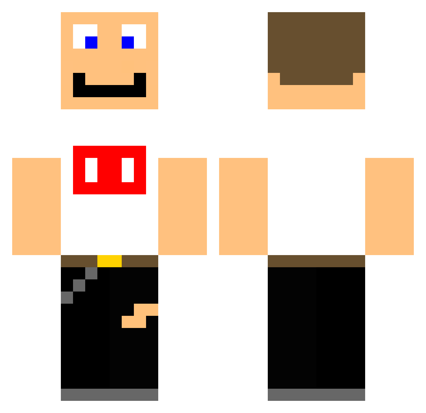RedFitzz Minecraft skin, front and back view