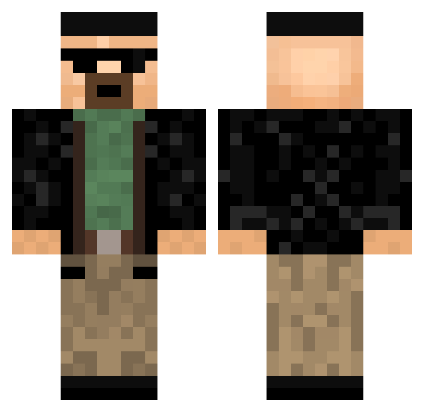 yagelon Minecraft skin, front and back view