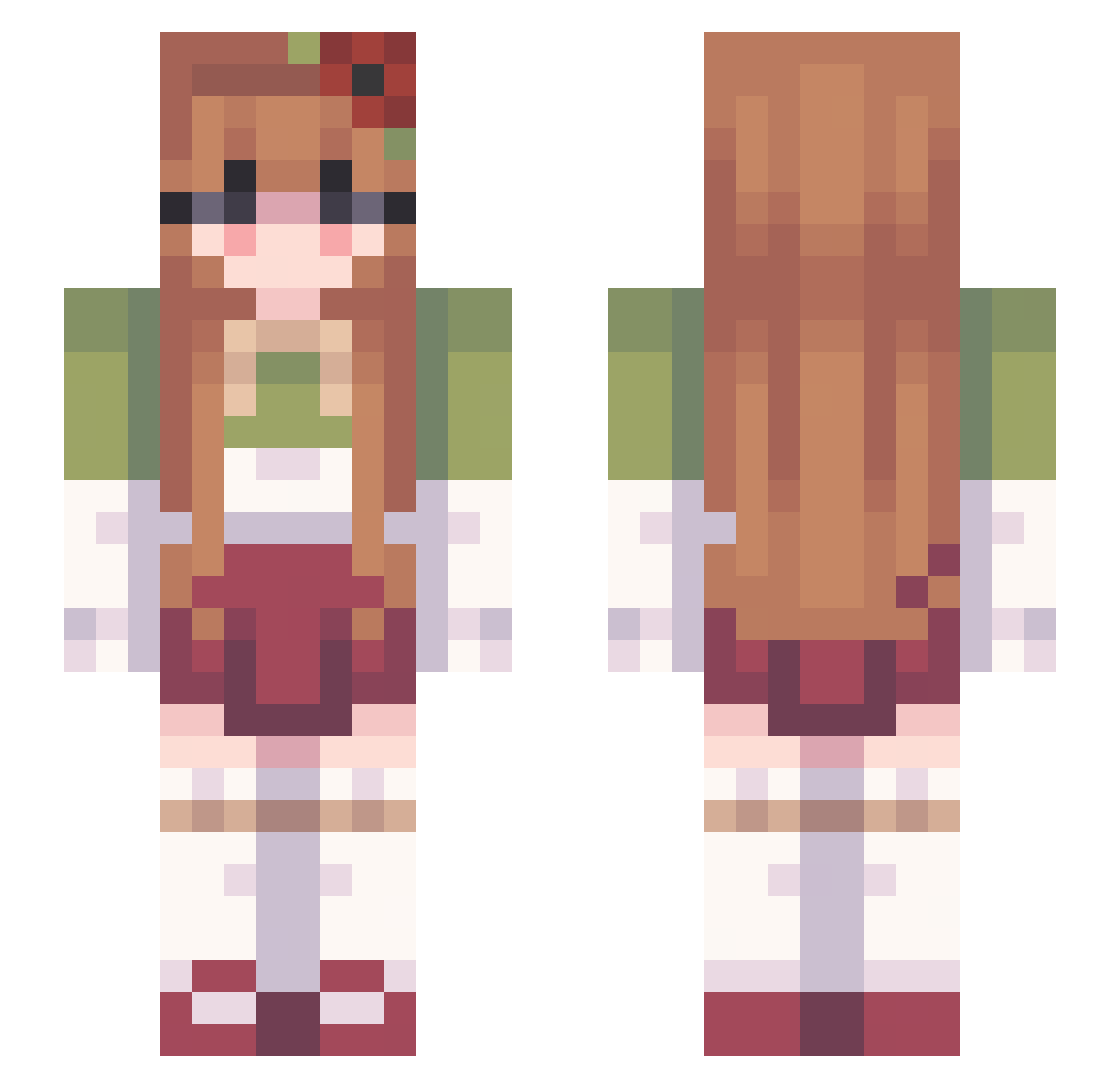Wojple123 Minecraft skin, front and back view