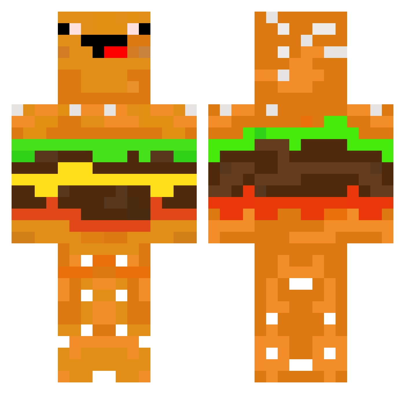 BenRon2 Minecraft skin, front and back view