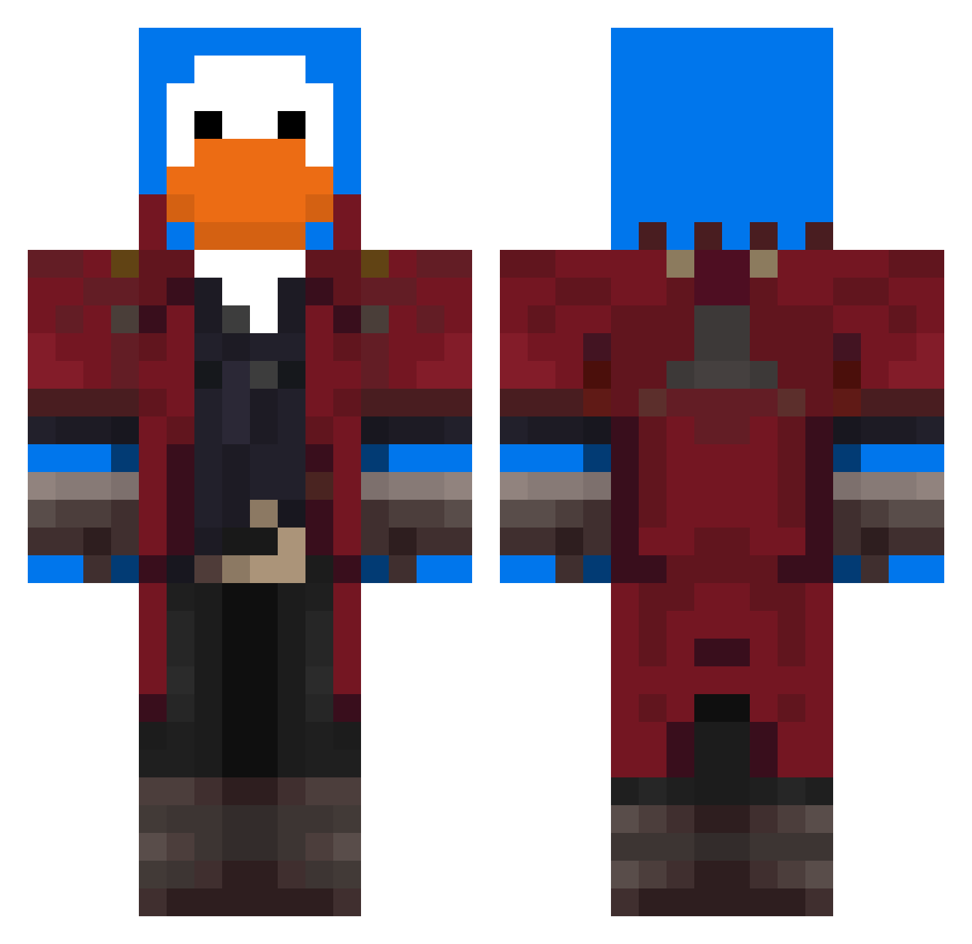 RedDaruko Minecraft skin, front and back view
