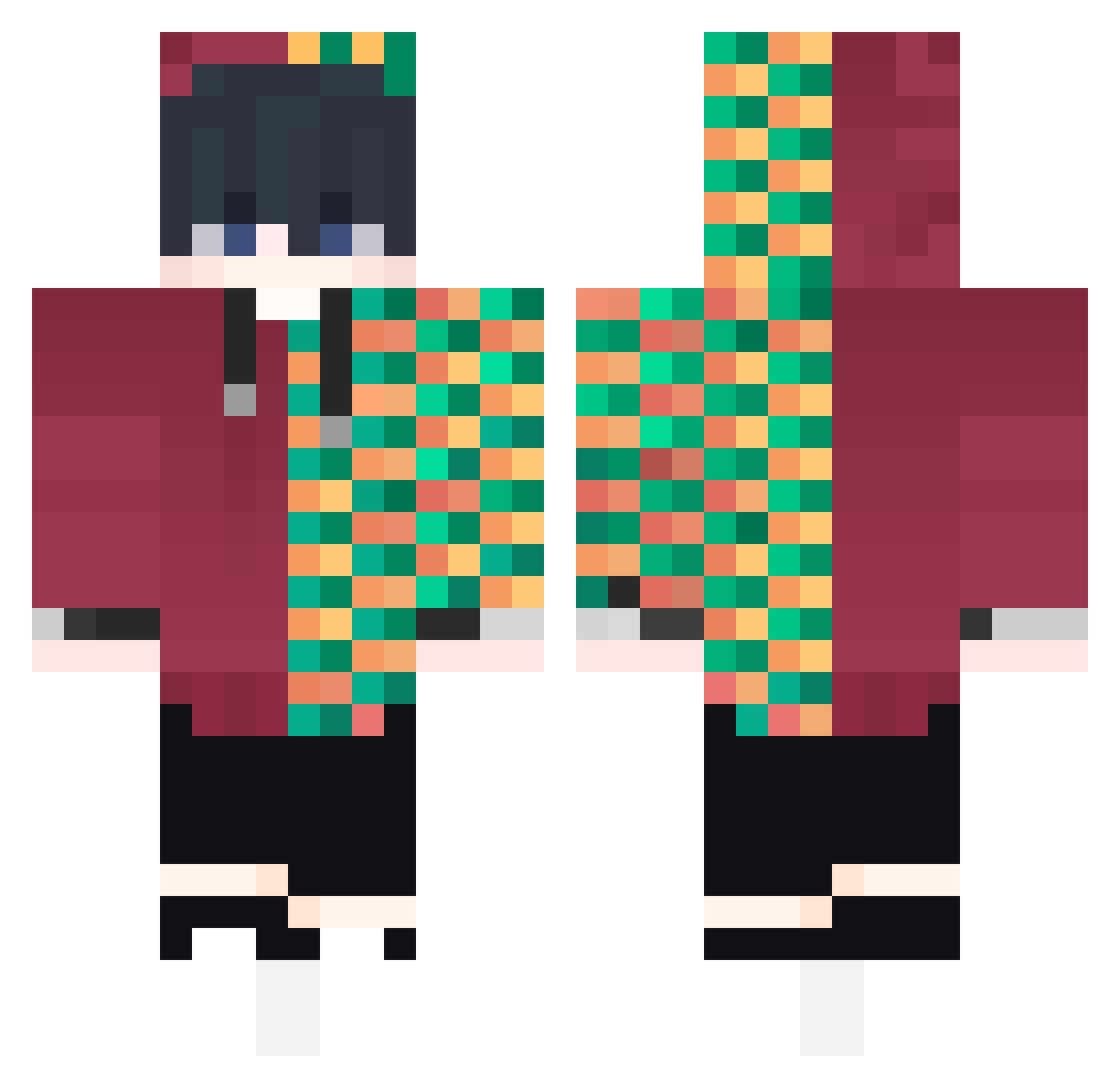 Samael12 Minecraft skin, front and back view
