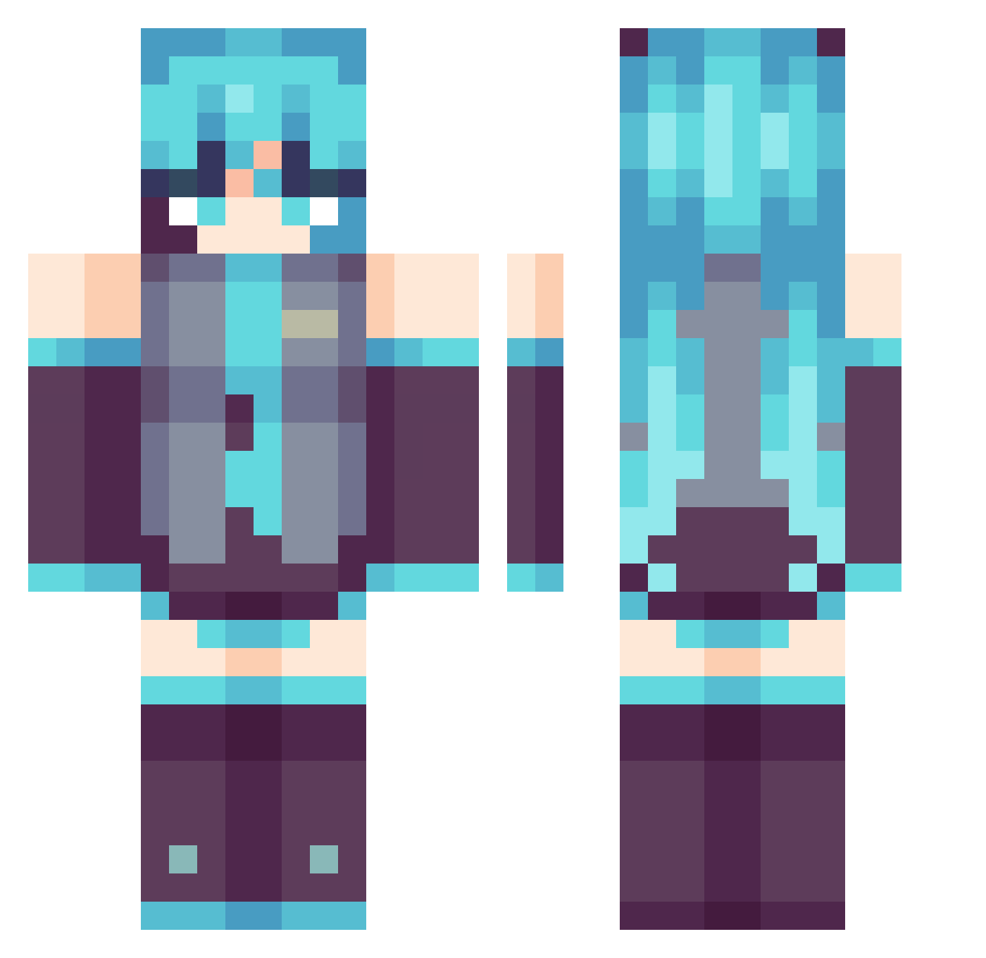 SnowFoxzin Minecraft skin, front and back view