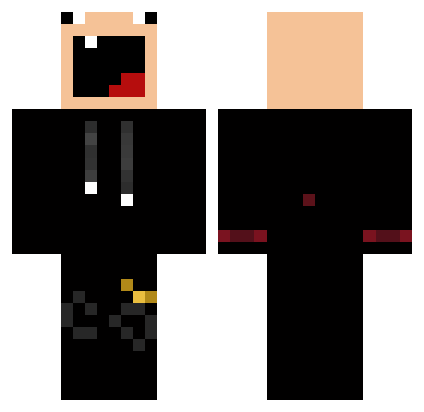 YourNasty Minecraft skin, front and back view